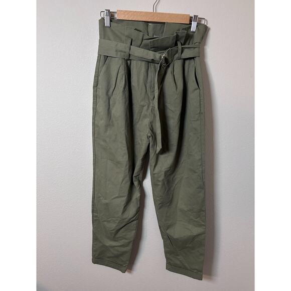 Sans Souci Pants - Sans Souci womens size medium green high waist tapered belted wide leg pants